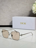 Dior sunglasses with silver-tone frame and light beige lenses