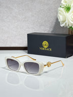 Versace white sunglasses with gold-tone arms and dark tinted lenses