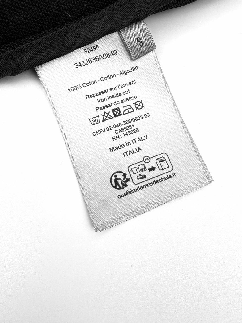Dior pants size and fabric label: 100% cotton, Made in Italy