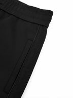 Black Dior pants fabric panel and front pocket edge close-up
