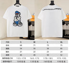 Louis Vuitton white T-shirt front and back views with cartoon graphic