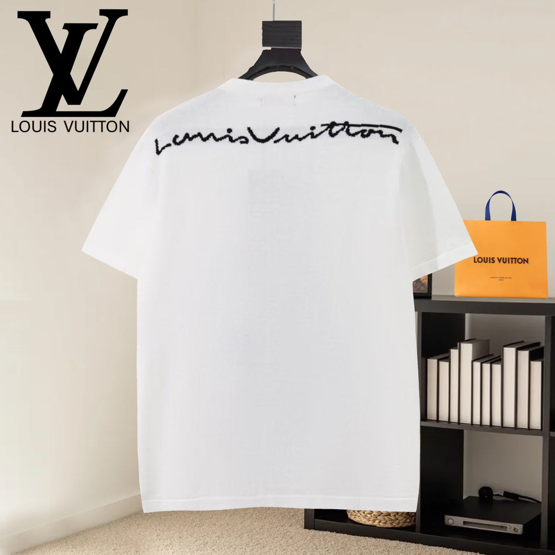 Louis Vuitton white T-shirt with script logo on back
