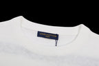 Louis Vuitton white T-shirt crew neck with blue brand tag
