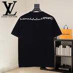 Black T-shirt with Louis Vuitton script logo on back