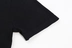 Black T-shirt short sleeve and curved shoulder seam