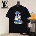 Black T-shirt with cartoon mascot graphic on chest