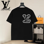 Black Louis Vuitton T-shirt with rhinestone LV monogram on back