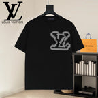 Black Louis Vuitton T-shirt with rhinestone LV monogram on front