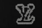 Black Louis Vuitton T-shirt with large rhinestone LV logo graphic