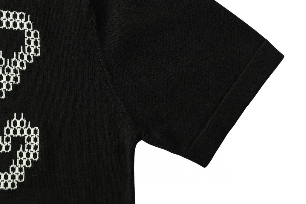 Black Louis Vuitton T-shirt short sleeve and neckline close-up
