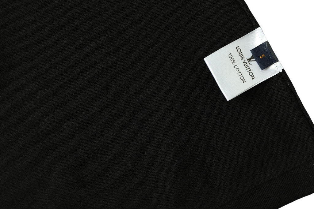 Black Louis Vuitton T-shirt with brand label on sleeve seam
