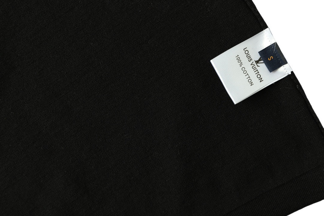 Black Louis Vuitton T-shirt with brand label on sleeve seam