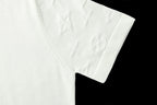 White short-sleeve T-shirt fabric and sleeve hem detail