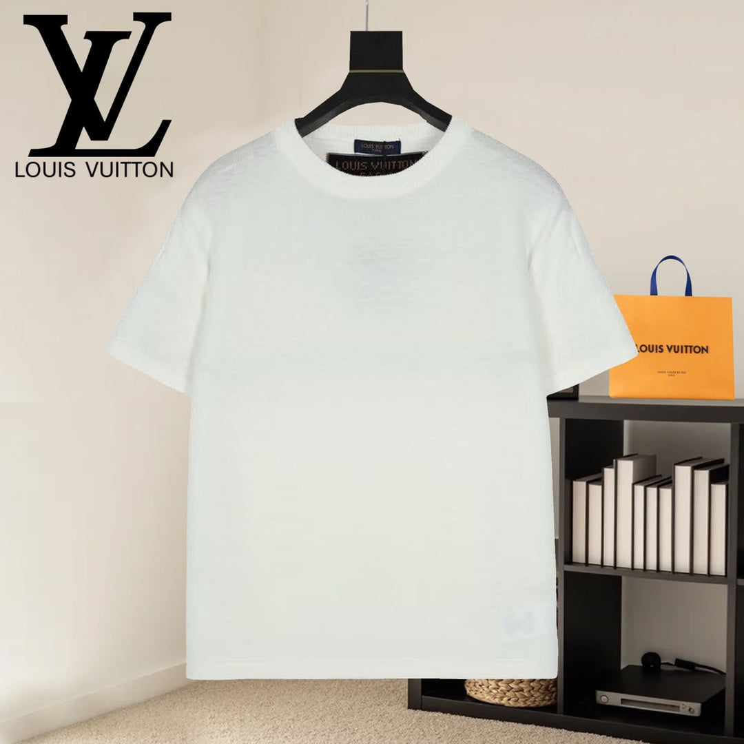 White crewneck short-sleeve T-shirt on a hanger, front view