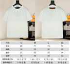 Two white crewneck short-sleeve T-shirts on hangers, front and back