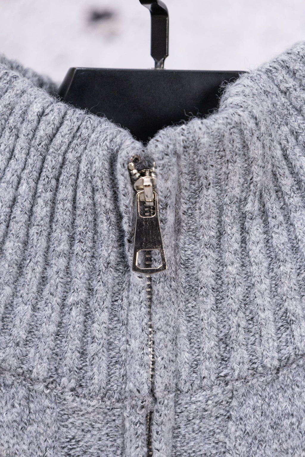 Ralph Lauren heather gray knit zip sweater with metal zipper pull