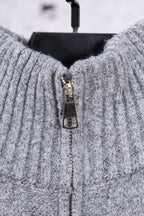 Ralph Lauren heather gray knit zip sweater with metal zipper pull
