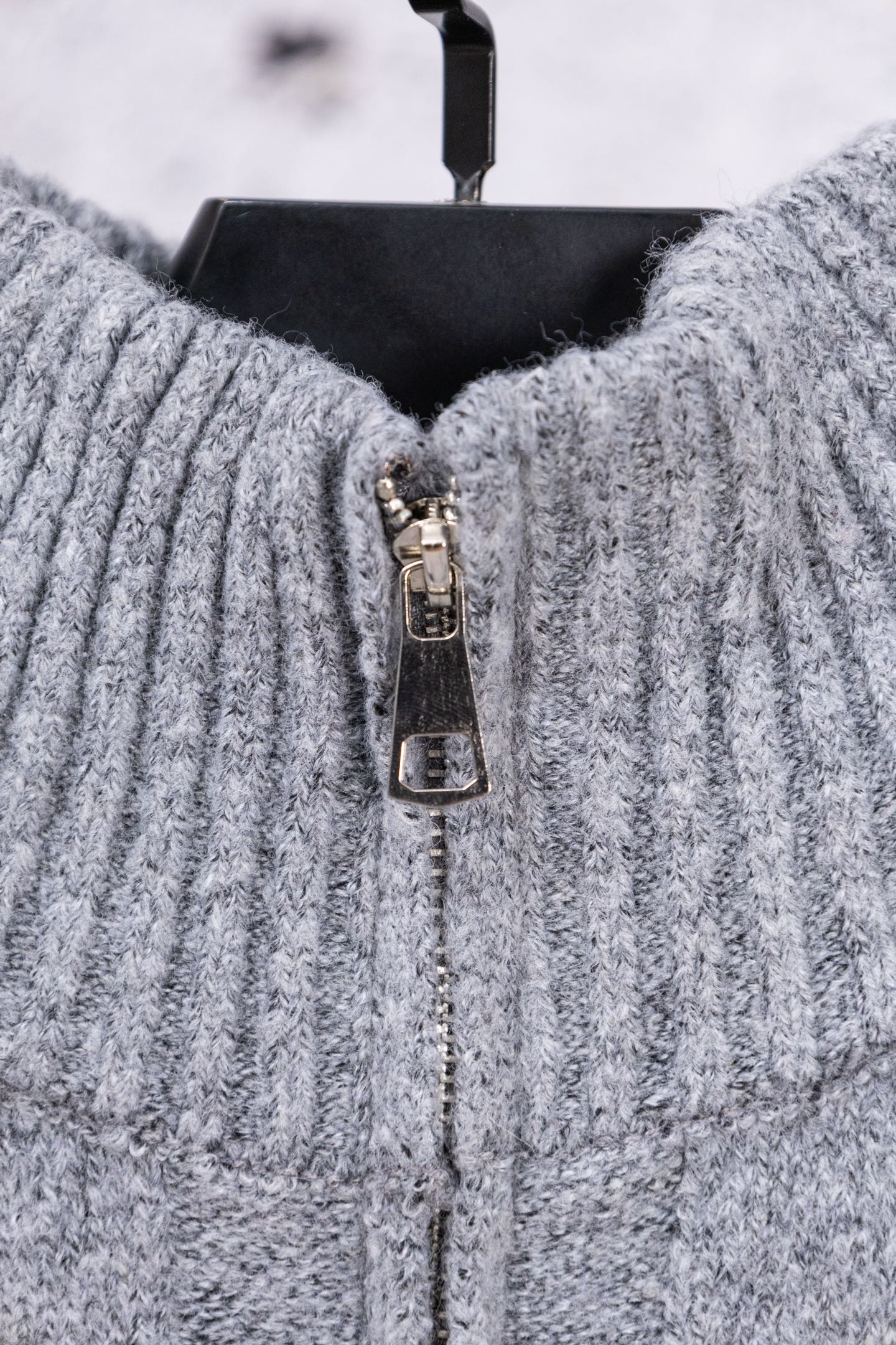 Ralph Lauren heather gray knit zip sweater with metal zipper pull