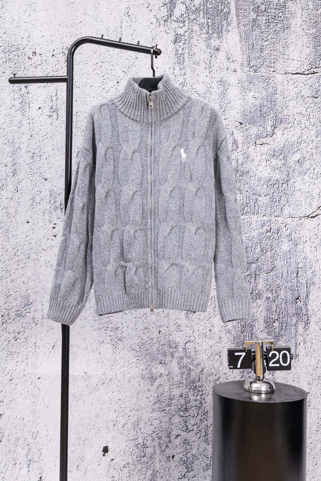 Ralph Lauren heather gray knit sweater, half-zip with ribbed turtleneck