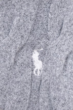 Heather gray knit sweater fabric texture with vertical seam