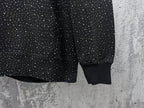 Balenciaga long-sleeve hoodie lower sleeves, dark with white speckle print