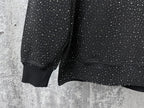 Balenciaga long-sleeve hoodie hem and sleeve cuffs, dark with white speckle print