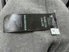 Balenciaga label on gray hoodie tag, care symbols and size S