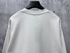 White long-sleeve sweatshirt back, plain design with ribbed cuffs
