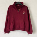 Gucci maroon long-sleeve half-zip sweatshirt with front pocket and embroidered crest