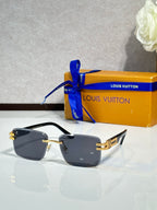 Louis Vuitton sunglasses with black frames and dark gray lenses