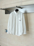 White Burberry long-sleeve button shirt with small chest horse logo