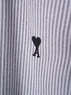 Striped shirt fabric with black heart A logo