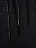 Black Dior zip-front hoodie with drawstrings and zipper pull