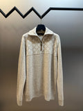Louis Vuitton long-sleeve half-zip sweater with taupe monogram pattern