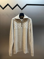 Louis Vuitton long-sleeve half-zip sweater with taupe monogram pattern