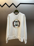 White Gucci long-sleeve sweatshirt with front circular logo graphic