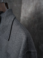 Fendi long coat shoulder and sleeve, dark gray textured wool
