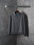 Fendi long coat, heather dark gray, front button placket and stand collar