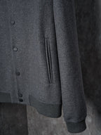 Fendi long coat cuff and side pocket, dark gray with ribbed trim