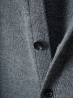 Burberry cardigan button-front, heather gray knit with dark buttons