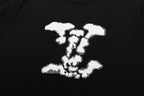 Louis Vuitton black T-shirt featuring a white graphic print on the front