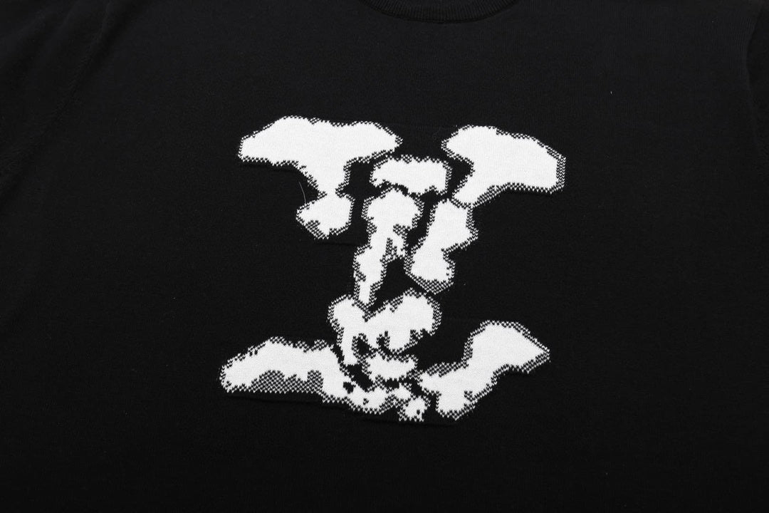 Louis Vuitton black T-shirt featuring a white graphic print on the front
