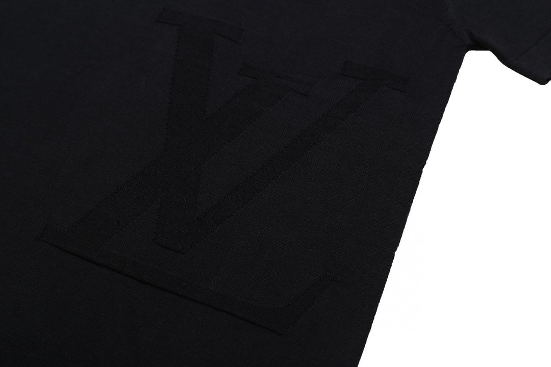Louis Vuitton black short-sleeve T-shirt with faint diagonal texture