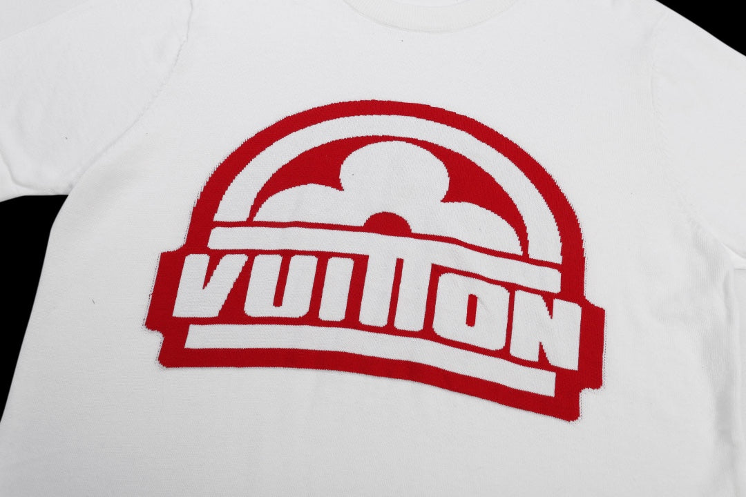 Louis Vuitton white T-shirt with large red logo print on chest