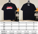 Louis Vuitton black T-shirt front and back views on hangers