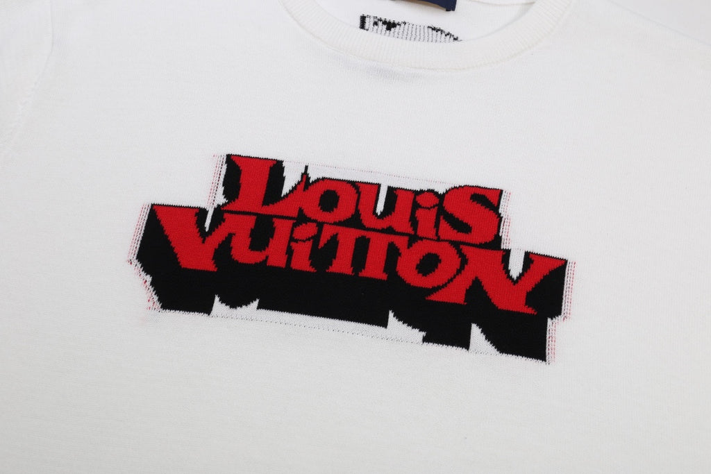White Louis Vuitton T-shirt with red and black logo print