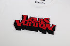 White Louis Vuitton T-shirt with red and black logo print