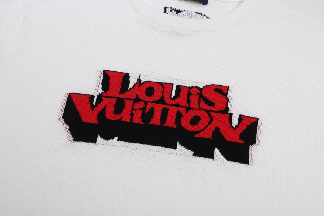 White Louis Vuitton T-shirt with red and black logo print