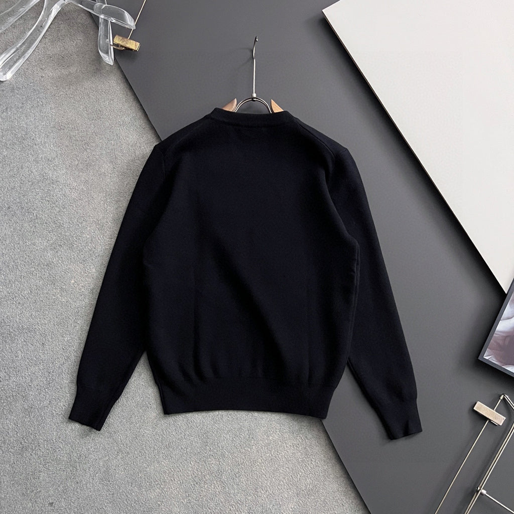 Black long-sleeve sweatshirt, crew neck, plain back view