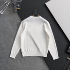 White long-sleeve sweatshirt back view with ribbed cuffs and crew neck